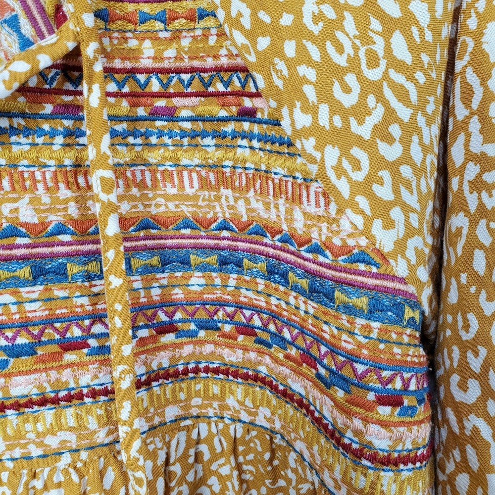 Savanna Jane Sleeveless Embroidered Cactus Gold Leopard Print Top Size Small - Picture 4 of 9